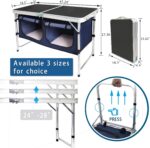 Outdoor Folding Table, Camping Folding Tables with 3 Adjustable Height Legs and Storage Organizer for BBQ, Party, Picnic, Camping (Black) - Image 3