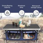 Outdoor Folding Table, Camping Folding Tables with 3 Adjustable Height Legs and Storage Organizer for BBQ, Party, Picnic, Camping (Black) - Image 4