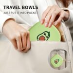 Travel Twin Pet Bowls for Cats or Dogs, Collapsible Silicone Bowls for Food and Water Feeding, Foldable Zip Up Oxford Cloth Carry Case with Carabiner Clip, Portable Hiking Cat Bowl - Image 5