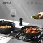 CAROTE 20pcs Pots and Pans Set Non Stick, Nonstick Cookware Set, Dishwasher/Oven/Fridge Safe Pots and Pans, Removable Handle RV Oven Safe Cookware, Induction Kitchen Set, Black - Image 6