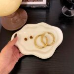 Ceramic Jewelry Tray,Ring Dish Holder,Perfume Trinket Dish,Key Bowl Vanity Cute Things Room Decor Aesthetic, Birthday Mother's Day Christmas Warm House Gifts for Women(White) - Image 6