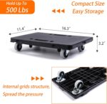 Kavlium Furniture Dolly,Furniture Movers Dollys with Wheels,16in-11in 500lbs Capacity,Moving Dolly 4 Wheels Heavy Duty,4 Wheels Small Flat Dolly, 2 Pack, Black - Image 3