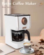 Amaste Retro Style Coffee Machine with 25 Oz Glass Coffee Pot, Reusable Coffee Filter & Three Brewing Modes, Warming Plate, Elegant White with Rose Gold - Image 3