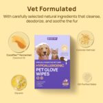 HICC PET Cleaning Deodorizing Glove Wipes for Dogs & Cats, Vet Recommended Hypoallergenic Hydrating & Nourish Fur Pet Grooming Glove Wipes, Pet Bathing Wipes for Horse Coat Care,6pcs Unscented - Image 6