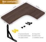 ROMGUAR CRAFT Corner Floating Shelves Wall Mounted Set of 4, Rustic Wood Storage Display Shelves for Home Decor, Bathroom, Kitchen, Bedroom, Living Room, Office (Brown) - Image 5