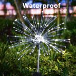 JJGoo Solar Firework Lights, 2 Pack 120 LEDs 2 Lighting Modes Solar Garden Lights Outdoor Waterproof for Yard Patio Walkway Pathway Party Wedding Christmas Decorative- Cool White - Image 4