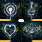JJGoo Solar Firework Lights, 2 Pack 120 LEDs 2 Lighting Modes Solar Garden Lights Outdoor Waterproof for Yard Patio Walkway Pathway Party Wedding Christmas Decorative- Cool White - Image 5