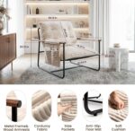 Comfy Accent Chair Cozy Reclining Sleeper Oversized Recliner Arm Chairs for Living Room Modern Lounge Armchair with Wood Armrests Sturdy Upholstered Single Sofa for Bedroom Home Office - Image 3