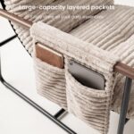 Comfy Accent Chair Cozy Reclining Sleeper Oversized Recliner Arm Chairs for Living Room Modern Lounge Armchair with Wood Armrests Sturdy Upholstered Single Sofa for Bedroom Home Office - Image 5