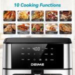 DEIME Air Fryer 10.2 QT, 1700W Large Capacity with 10 Preset, Visual Cooking Window, Non-Stick Basket, Recipe Included (Silver) - Image 3