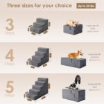 EHEYCIGA Dog Stairs for Small Dogs 13.5" H, 3-Step Dog Steps for Couch Sofa and Chair, Pet Steps for Medium Cats, Non-Slip Balanced Pet Ramp Indoor, Grey - Image 3