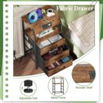 Furnulem Night Stand with Charging Station, USB Ports and Outlets, 28.3 Inch Tall Bedside Table with Wood Shelf, 3 Fabric Drawers Side Table for Bedroom, 3 Ways to Use, Rustic Brown - Image 4