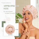 Reusable Shower Cap for Women, Large Waterproof Shower Bonnet Washable Elastic Band Bath Accessories Hair Hat for Long Hair, Braids(Beige) - Image 4