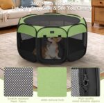 Dog Playpen for Small Dogs & Puppies, 29.92" Portable Indoor Outdoor Puppy Playpen with Bowl, Waterproof Floor, Foldable Pop-Up Pet Pen for Home, Travel & Daily Use, Green+Black - Image 3
