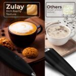Zulay Kitchen Powerful Milk Frother Wand With Duracell Batteries - Ultra Fast Handheld Drink Mixer - Electric Whisk Foam Maker for Coffee, Lattes, Cappuccino & Matcha - Triple Whisk - Black - Image 5
