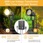 ZUCKEO All-in-One Low Voltage Landscape Lighting Kit, 5W LED Landscape Lights with Transformer, 120FT Wire and Connectors, Waterproof Outdoor Spotlight for Yard Garden House, 3000K 12V-24V, 12Pack - Image 3