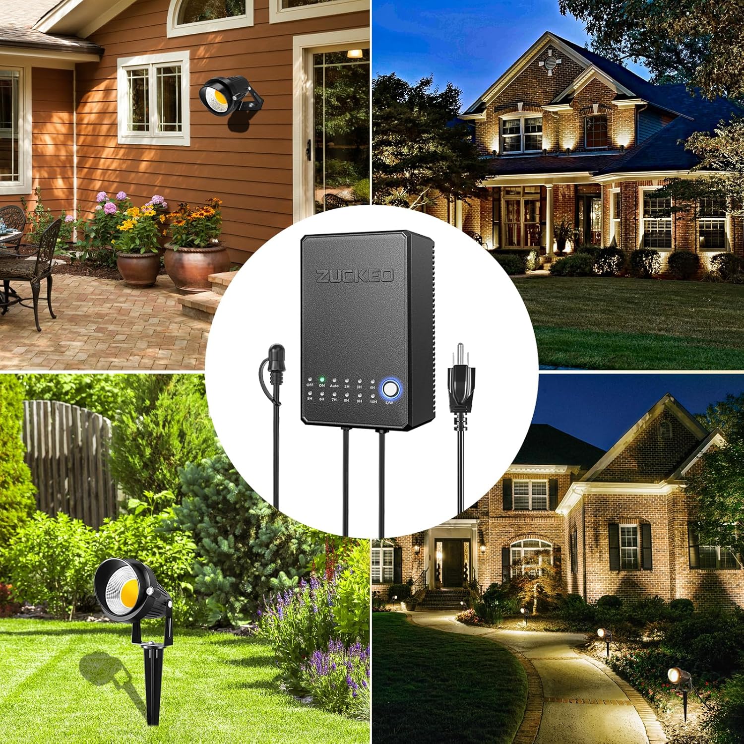 ZUCKEO All-in-One Low Voltage Landscape Lighting Kit, 5W LED Landscape Lights with Transformer, 120FT Wire and Connectors, Waterproof Outdoor Spotlight for Yard Garden House, 3000K 12V-24V, 12Pack - Image 5