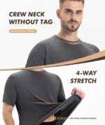 BOOJO 5 Pack Workout Shirts for Men-Quick Dry Black Gym Moisture Wicking Short Sleeve T-Shirts for Running Athletic Casual - Image 3