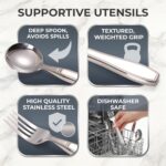 Weighted Utensils for Tremors and Parkinsons, Heavy Weight Stainless Steel Silverware Set, Adaptive Eating Flatware Helps Hand Tremors, Parkinsons Aids for Living, Arthritis - Knife, Fork, Spoons, 7oz - Image 4