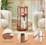 HOOBRO Small Round Side Table with Charging Station, 3-Tier Round Bamboo End Table, Compact Sofa Bedside Table for Small Space, Easy Assembly, for Living Room, Bedroom, Apartment, Walnut WL152UBZ01 - Image 5