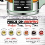 Gourmia Electric Glass Kettle – 1.7L Programmable Tea & Coffee Brewer with Digital Touch Display, 6 Presets, Removable Stainless Steel Infuser, Cordless with 360° Swivel Base, Green - Image 3
