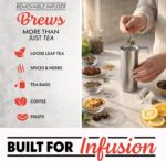 Gourmia Electric Glass Kettle – 1.7L Programmable Tea & Coffee Brewer with Digital Touch Display, 6 Presets, Removable Stainless Steel Infuser, Cordless with 360° Swivel Base, Green - Image 4