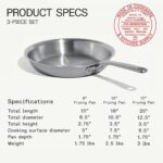 Made In Cookware | 3-Piece (Includes 8",10",12") Stainless Frying Pan Set | 5 Ply Stainless Clad | Professional Cookware | Crafted in Italy | Induction Compatible - Image 4