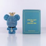 Cute Car Accessories, Bling Crystal Bear Car Air Freshener With Vent Clip,Rhinestone Aesthetic Car Decor Interior Decoration (BLUE) - Image 4