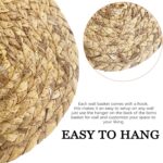 7 Pack Boho Wall Basket Decor - Seagrass Rattan Wicker Wall Decor Round Handmade Hanging Rustic Flat Elegant Wall Art for Farmhouse Living Rooms Bedrooms Display Table Settings Kitchen Home - Image 3