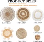 7 Pack Boho Wall Basket Decor - Seagrass Rattan Wicker Wall Decor Round Handmade Hanging Rustic Flat Elegant Wall Art for Farmhouse Living Rooms Bedrooms Display Table Settings Kitchen Home - Image 4