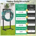 TomCare Garden Hose Holder 4 Spikes Garden Hose Reel Hose Stand Upgraded Water Hose Storage with Tool Hooks Garden Hose Hanger Organizer Holds 160ft Hoses for Outside Yard Lawn, Black - Image 3