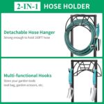 TomCare Garden Hose Holder 4 Spikes Garden Hose Reel Hose Stand Upgraded Water Hose Storage with Tool Hooks Garden Hose Hanger Organizer Holds 160ft Hoses for Outside Yard Lawn, Black - Image 6