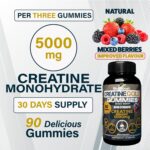 WellBoost Creatine Gold – 5000mg Creatine Monohydrate, Vegan, Sugar-Free Gummies for Lean Muscle Growth, Endurance, Recovery & Energy (1 Month Supply) with Mixed Berry Flavour. - Image 4