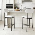 26.3 Inch Counter Height Bar Stools, Modern Counter Stools with Backrest,Dining Chairs with Leather Seat, Sturdy Frame and Footrests for Kitchen Island, Dining Room, Counter,White - Image 3