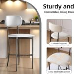26.3 Inch Counter Height Bar Stools, Modern Counter Stools with Backrest,Dining Chairs with Leather Seat, Sturdy Frame and Footrests for Kitchen Island, Dining Room, Counter,White - Image 4