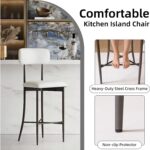 26.3 Inch Counter Height Bar Stools, Modern Counter Stools with Backrest,Dining Chairs with Leather Seat, Sturdy Frame and Footrests for Kitchen Island, Dining Room, Counter,White - Image 5