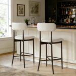 26.3 Inch Counter Height Bar Stools, Modern Counter Stools with Backrest,Dining Chairs with Leather Seat, Sturdy Frame and Footrests for Kitchen Island, Dining Room, Counter,White - Image 7