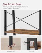 VASAGLE Ladder Shelf, 4-Tier Bookshelf, Storage Rack, Bookcase with Steel Frame, for Living Room, Home Office, Kitchen, Bedroom, Industrial Style, Rustic Brown and Ink Black ULLS44X - Image 4