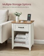 VASAGLE LIRY Collection - Farmhouse Nightstands with Charging Station, Set of 2 Bedside Tables, Side Tables with Drawer, Open Compartment, for Bedroom, Rustic White and Honey Brown ULET859K41 - Image 5
