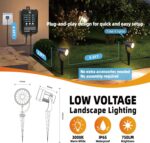COLOER All-in-One Low Voltage Landscape Lighting Kit, 8 Pack 5W Die-cast Aluminum Landscape Lights with Transformer and Connectors, IP65 Waterproof Outdoor Spot Lights for Pathway Yard Garde - Image 3