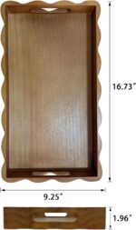 JUIOETURPine Wood Decorative Tray with Handle Rectangular Wooden Serving Tray for Breakfast in Bed,Coffee Table,Dining Table,or Kitchen - Perfect for Living Room,Bedroom,and Entryway Decor (Brown) - Image 3