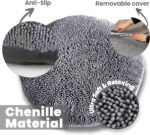 Muddy Mat® Cloud K-9 Dog Beds for Small Dogs & Cats, Soft & Relaxing Round Dog Bed, Chenille Material, Removable Cover, Washable & Dryer Safe – Grey Small(25'x25') - Image 3