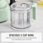Martha Stewart 3 Cup Electric Food Chopper, Vegetable & Herb Mini Food Processor, 24oz BPA-Free Bowl, Stainless Steel Blades, Pour Spout, Dicing, Mincing, Chop & Puree, Dishwasher Safe, Honeydew - Image 4