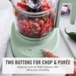 Martha Stewart 3 Cup Electric Food Chopper, Vegetable & Herb Mini Food Processor, 24oz BPA-Free Bowl, Stainless Steel Blades, Pour Spout, Dicing, Mincing, Chop & Puree, Dishwasher Safe, Honeydew - Image 5