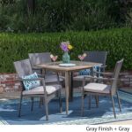 Christopher Knight Home Leah Outdoor 5 Piece Wood and Wicker Dining Set, Gray Finish/Gray - Image 3