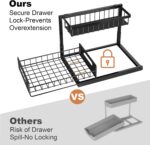 REALINN Under Sink Organizer, Pull Out Cabinet Storage 2 Tier Slide Out Sink Shelf, Kitchen Organizers and Storage, Black, 1 Pack - Image 4