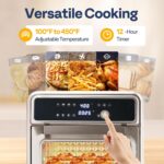 VIVOHOME 21 Qt Air Fryer Toaster Oven Combo, 8-in-1 Convection Oven Countertop with Rotisserie and Dehydrator, Stainless Steel Digital Air Fryer Oven with 7 Accessories, 1800W - Image 4