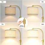 Nintiue Upgraded Modern Arc Dimmable Tall Standing Floor Lamp with Linen Shade, 1200 Lumens LED Bulb Included, for Living & Reading Room, Bedroom, Office & Nursery, Gold - Image 4