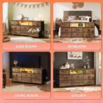 WLIVE Dresser TV Stand for 50, 55, 65 inch TV, Entertainment Center with LED Lights & Charging Station, Chest of Drawers with 8 Fabric Drawers and Open Shelves for Living Room, Hallway, Rustic Brown - Image 5