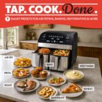 Gourmia Dual Basket Air Fryer - 10 Qt Large Capacity, FryForce360º, Digital Display with 7 Presets, Roast, Bake, Broil, Dehydrate, Match Cook, Sync Finish, Dishwasher Safe Accessories, Black - Image 3